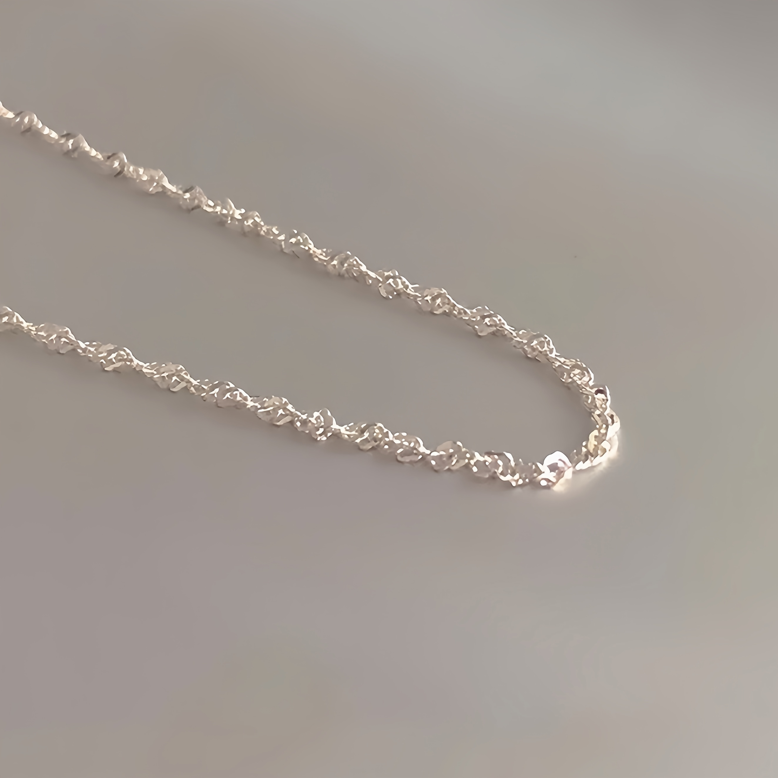 S925 Silvery Wave Chain Necklace, Stylish Choker